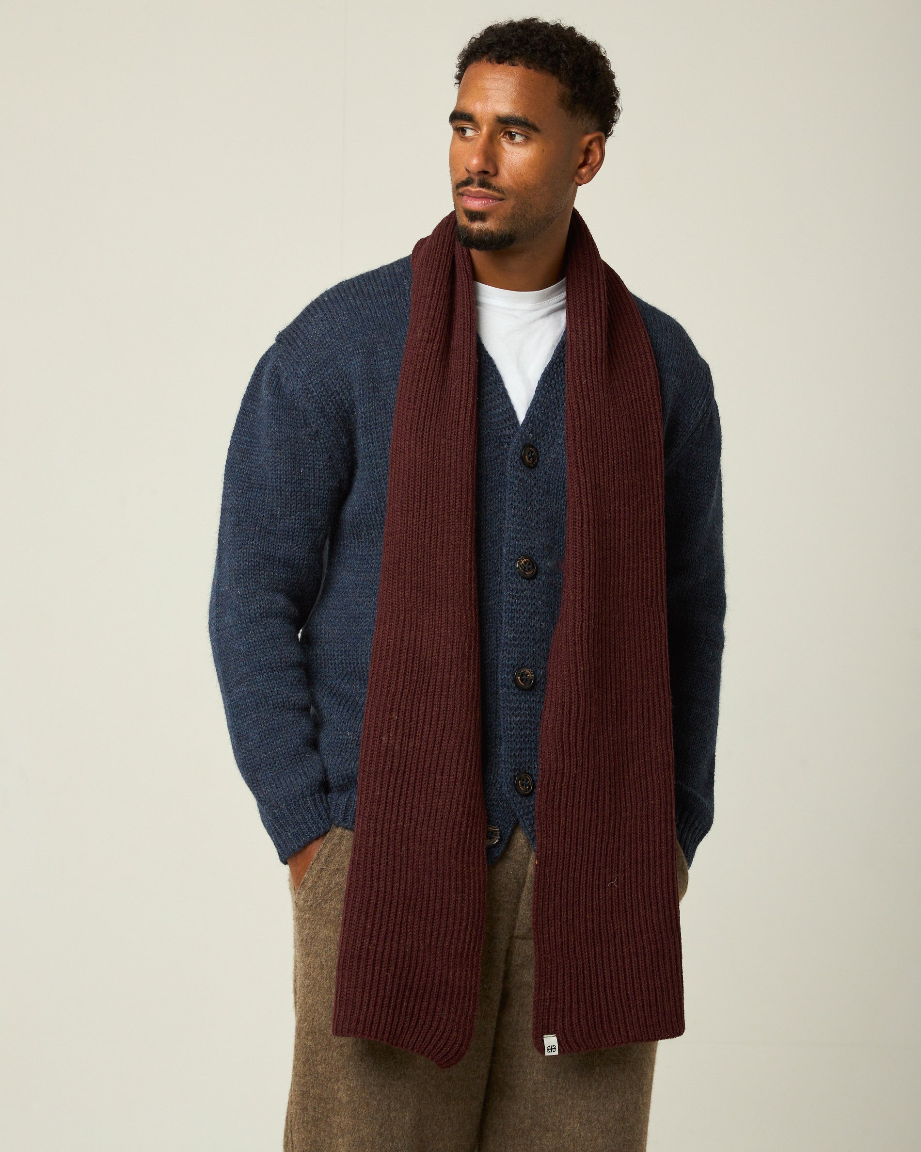 Image of model wearing Porter Ribbed Scarf. One Size 