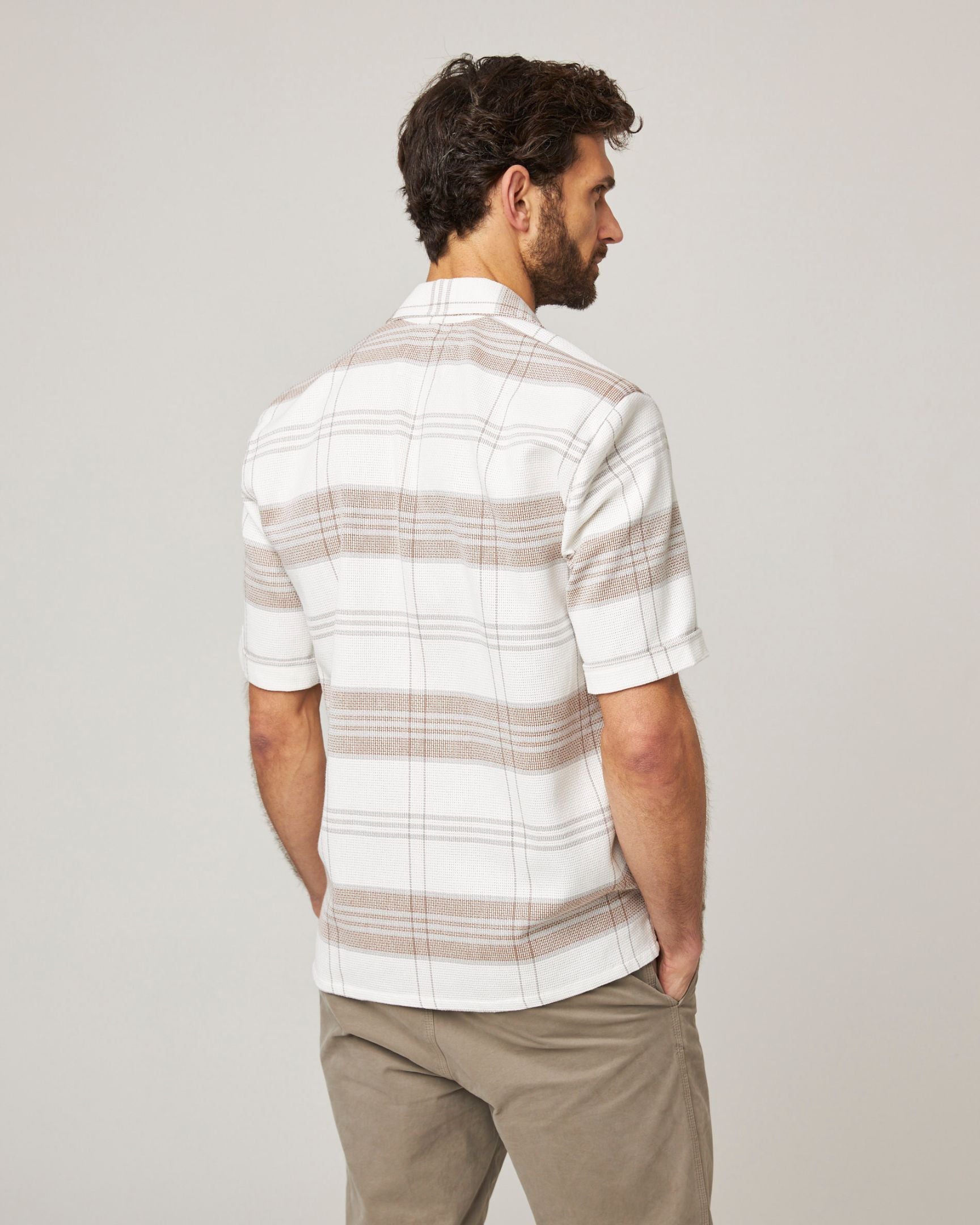 Image of model wearing Quay Cuban Collar Shirt . 