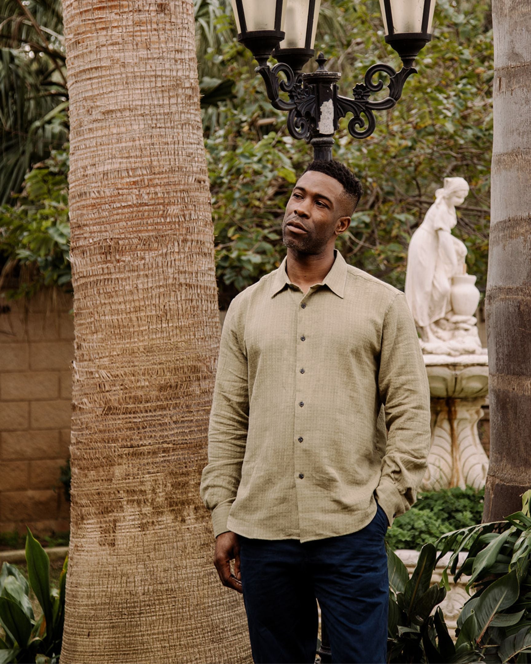 Image of model wearing Resort Shirt. 