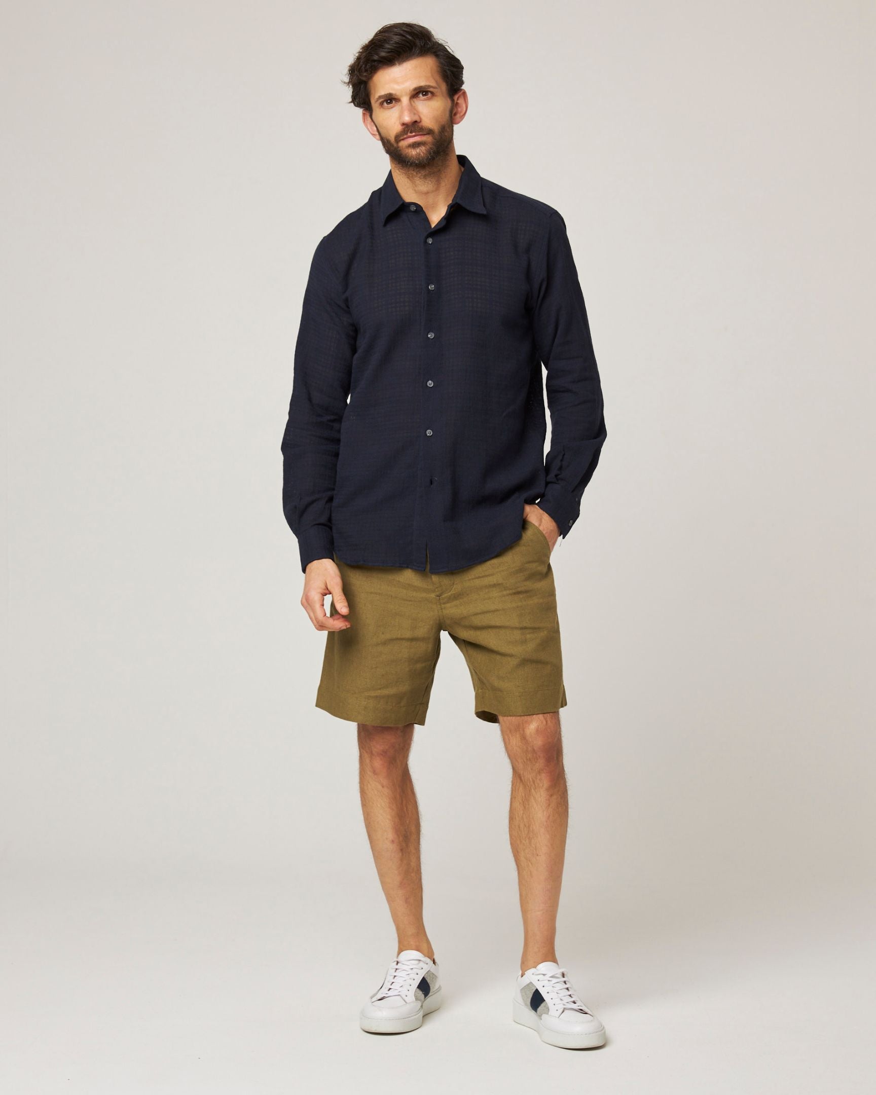 Image of model wearing Resort Shirt. 