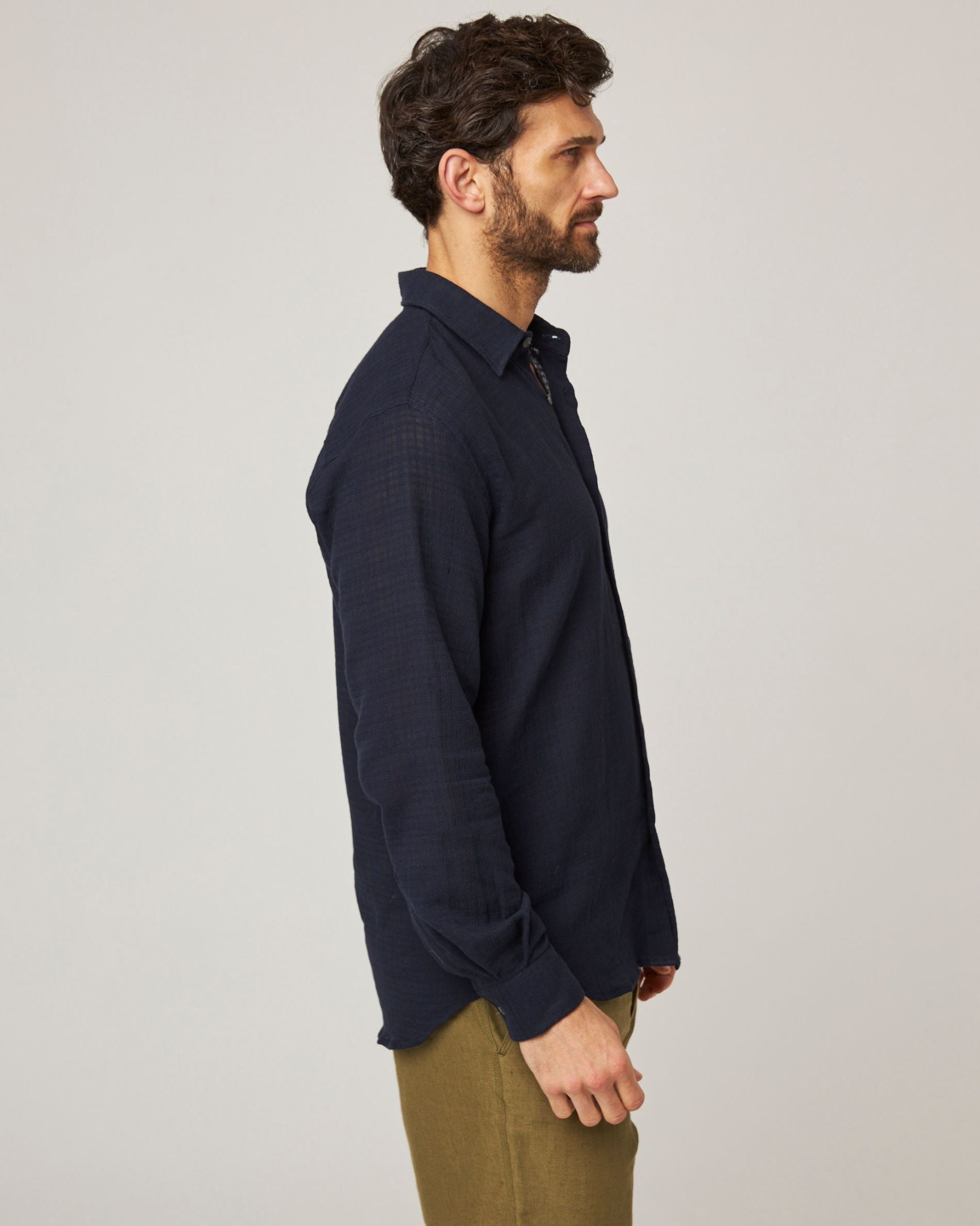 Image of model wearing Resort Shirt. 