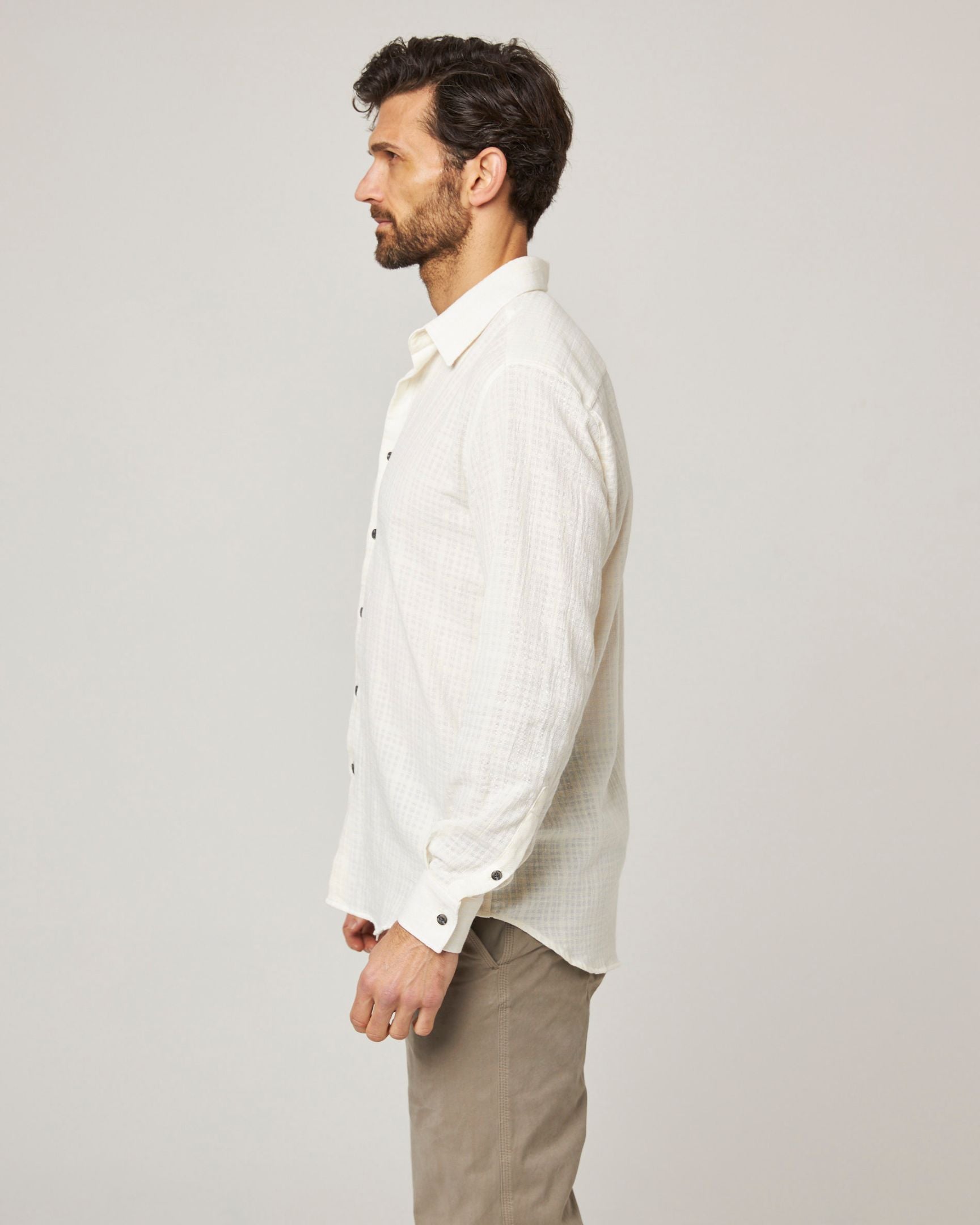 Image of model wearing Resort Shirt. 