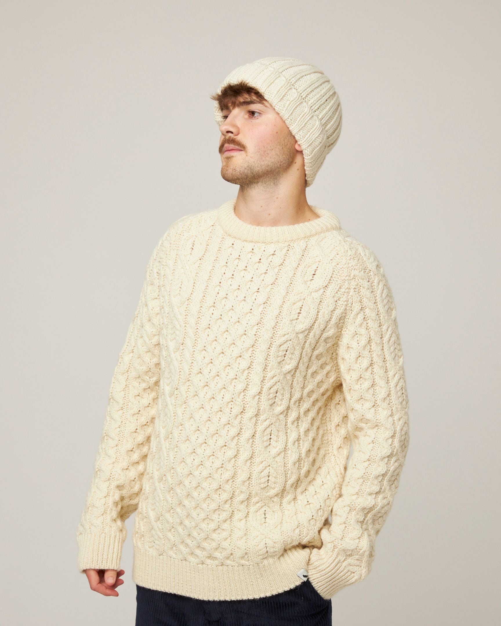 Image of model wearing Milliner Ribbed Beanie. One Size