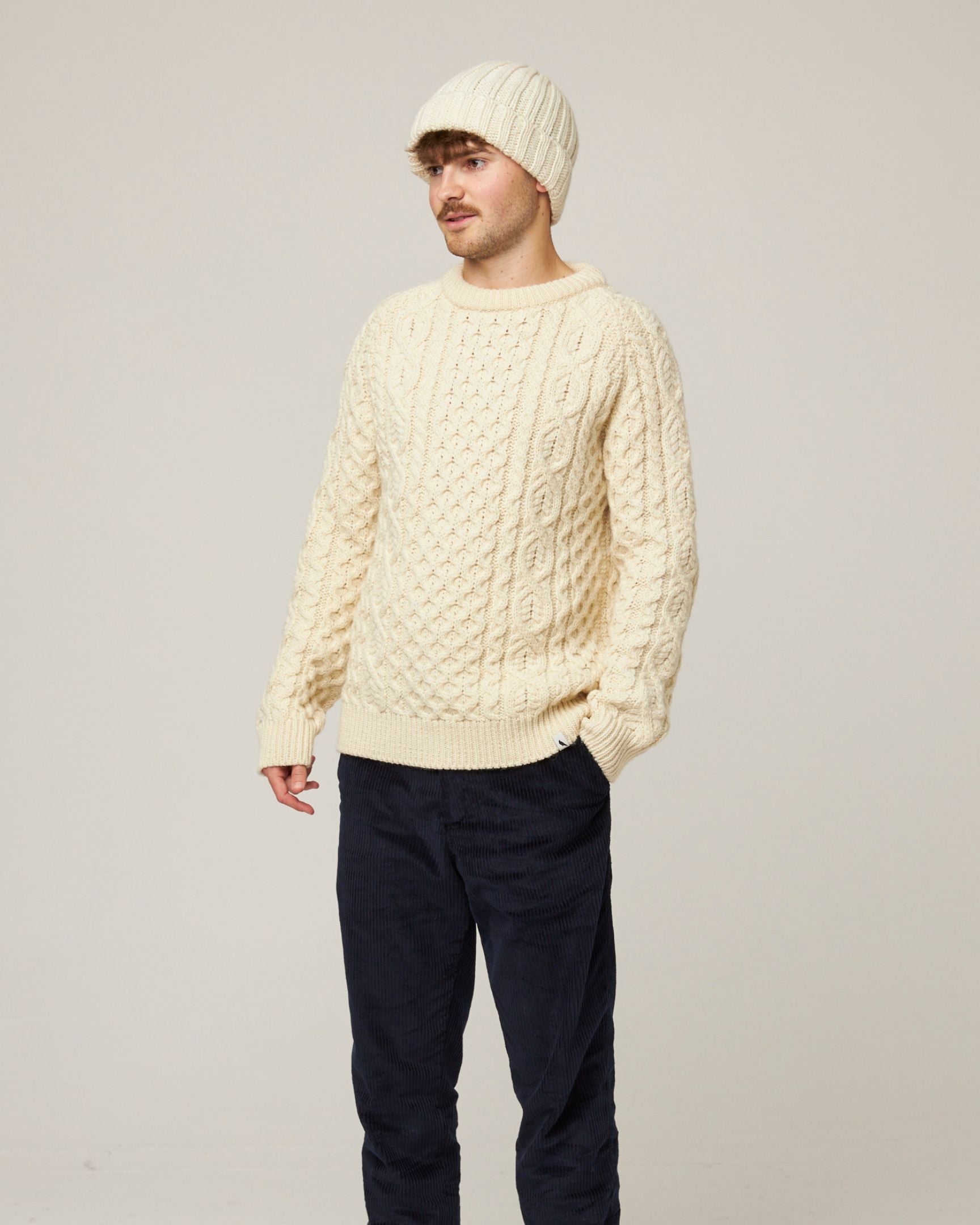 Image of model wearing Milliner Ribbed Beanie. One Size