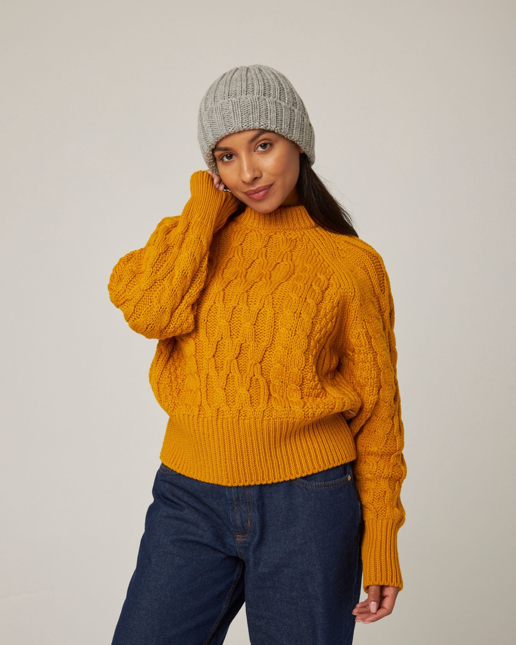 Image of model wearing Milliner Ribbed Beanie. One Size