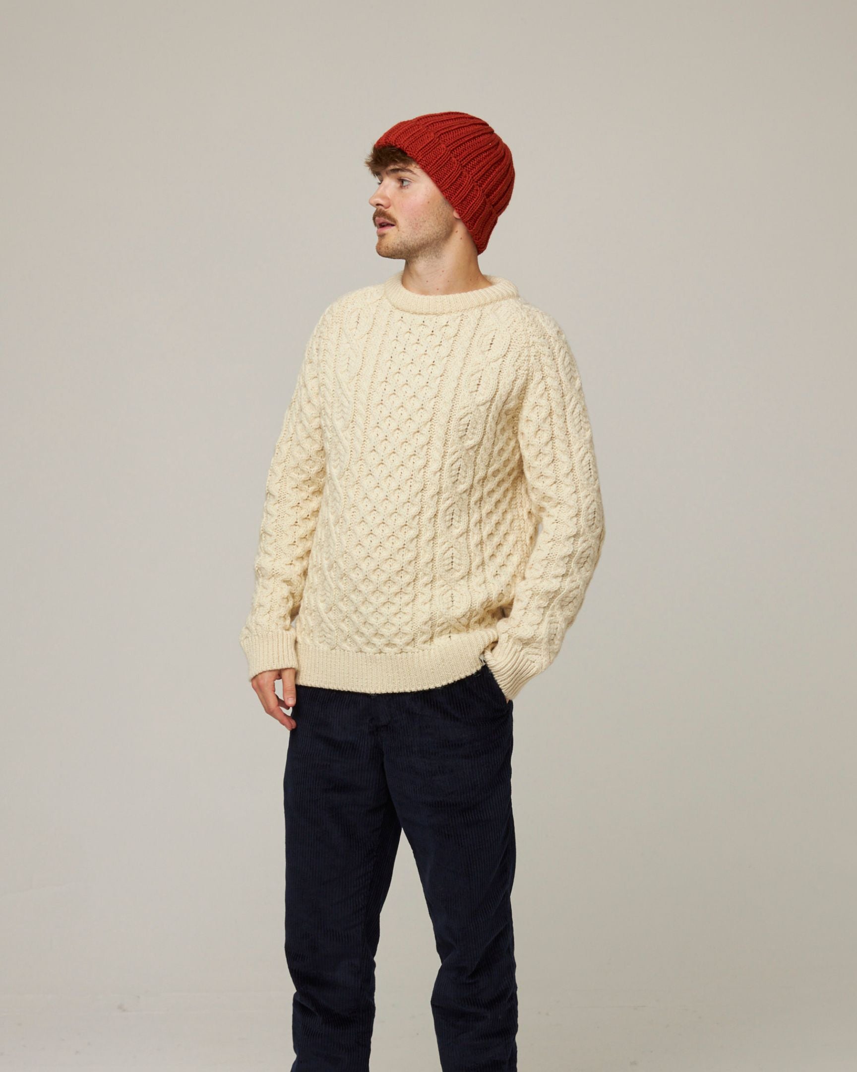 Image of model wearing Milliner Ribbed Beanie. One Size