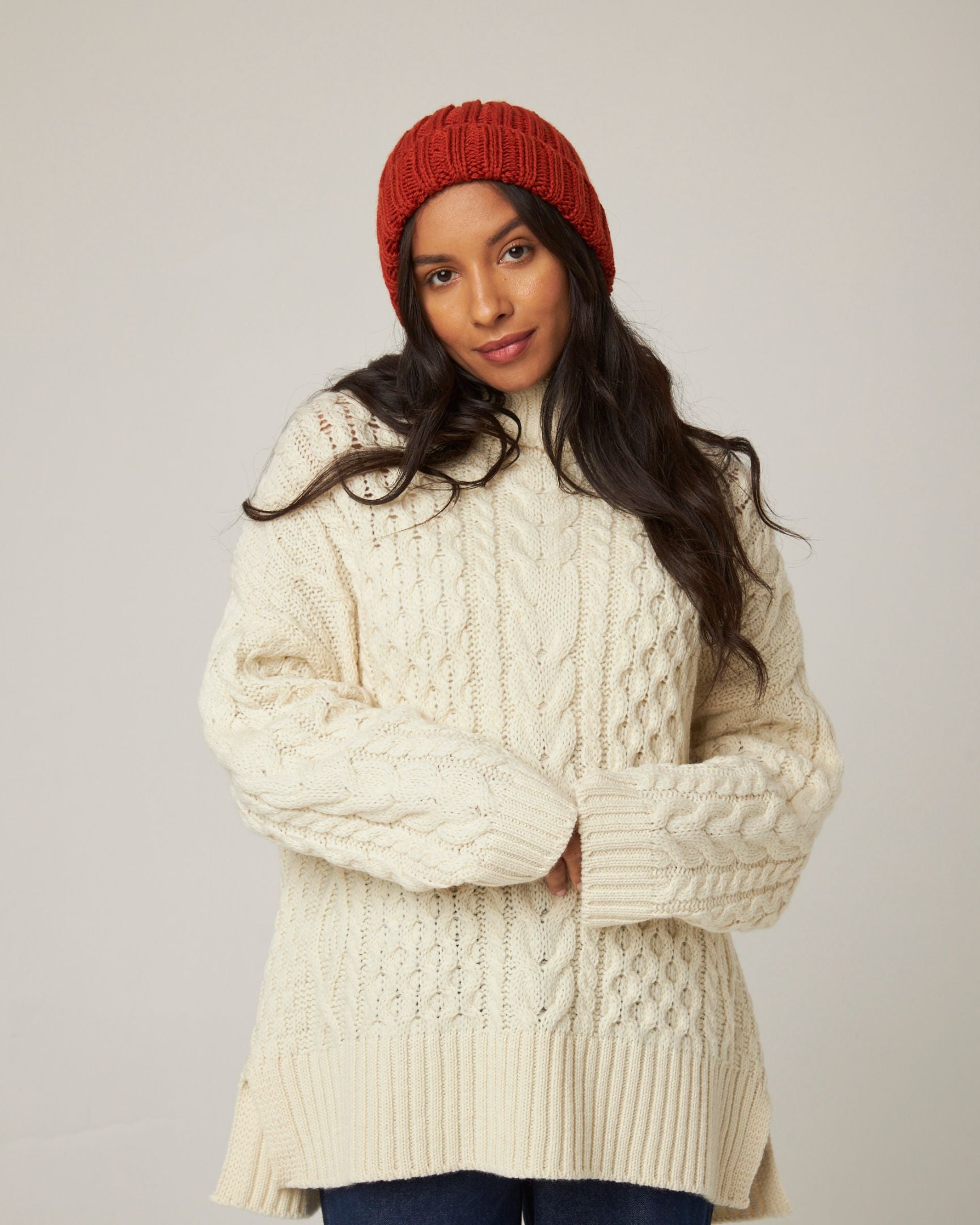 Image of model wearing Milliner Ribbed Beanie. One Size