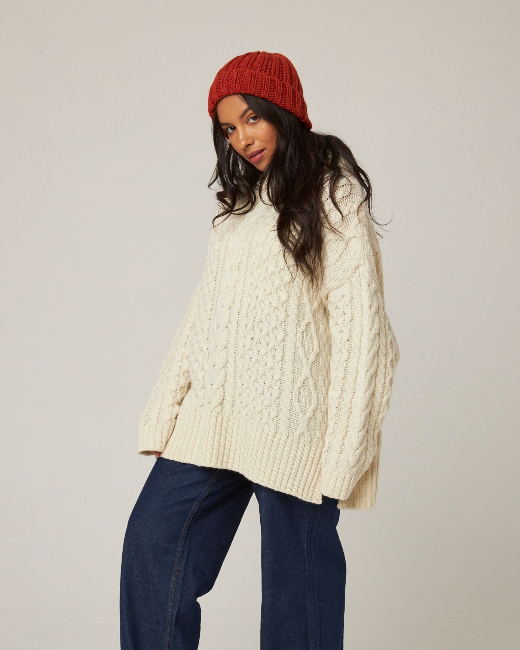 Image of model wearing Milliner Ribbed Beanie. One Size