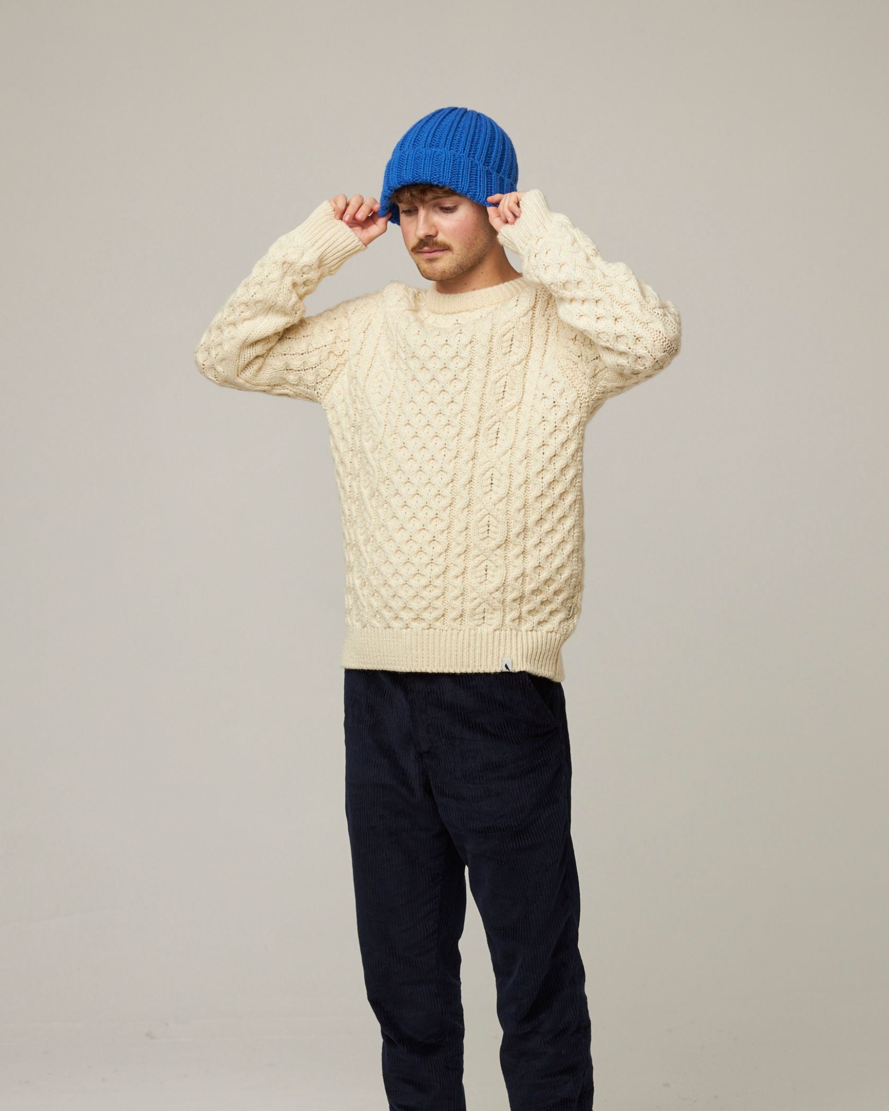 Image of model wearing Milliner Ribbed Beanie. One Size