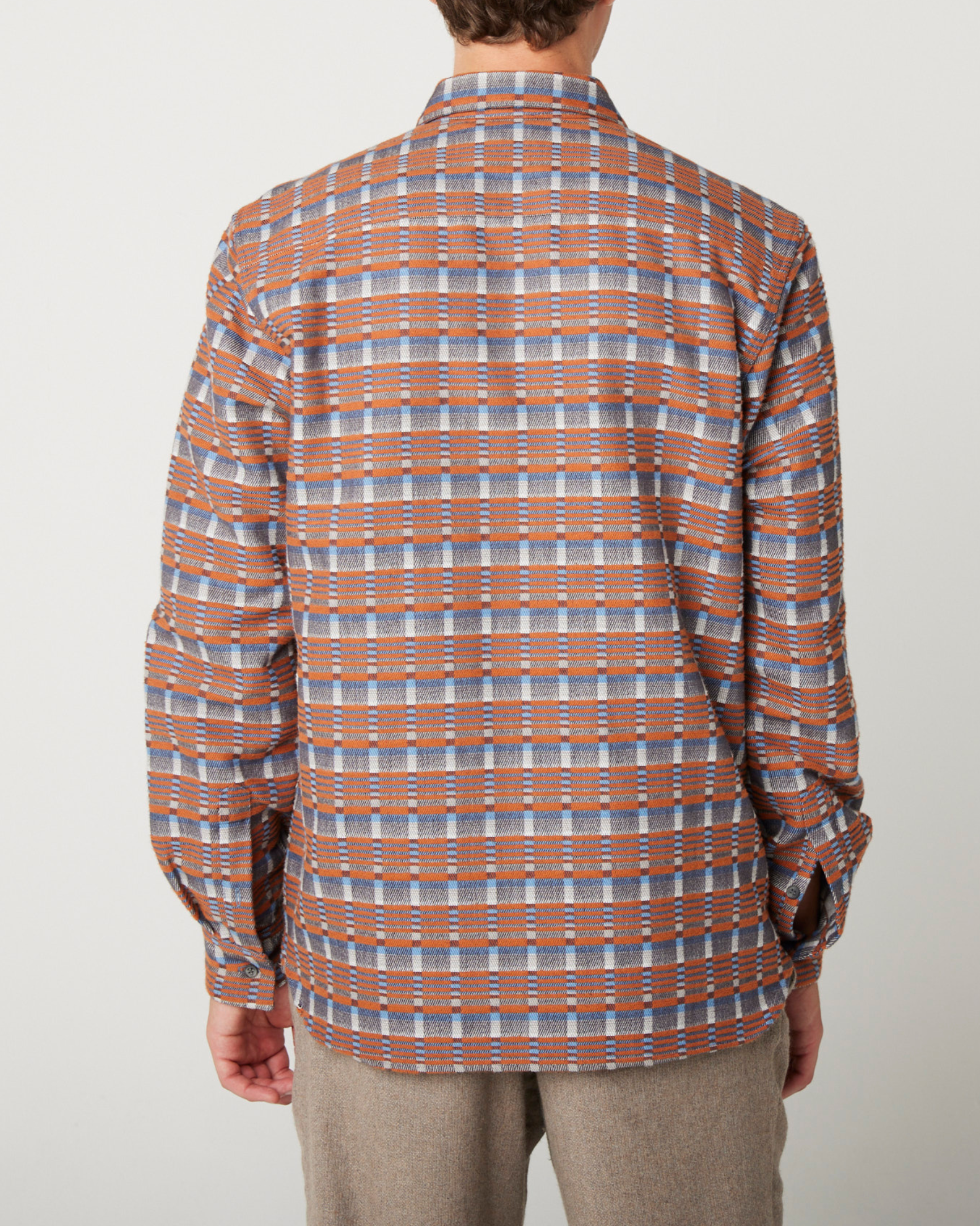 Image of model wearing Tilford Shirt. Model is 6ft1in, chest size 38in and wearing size Large