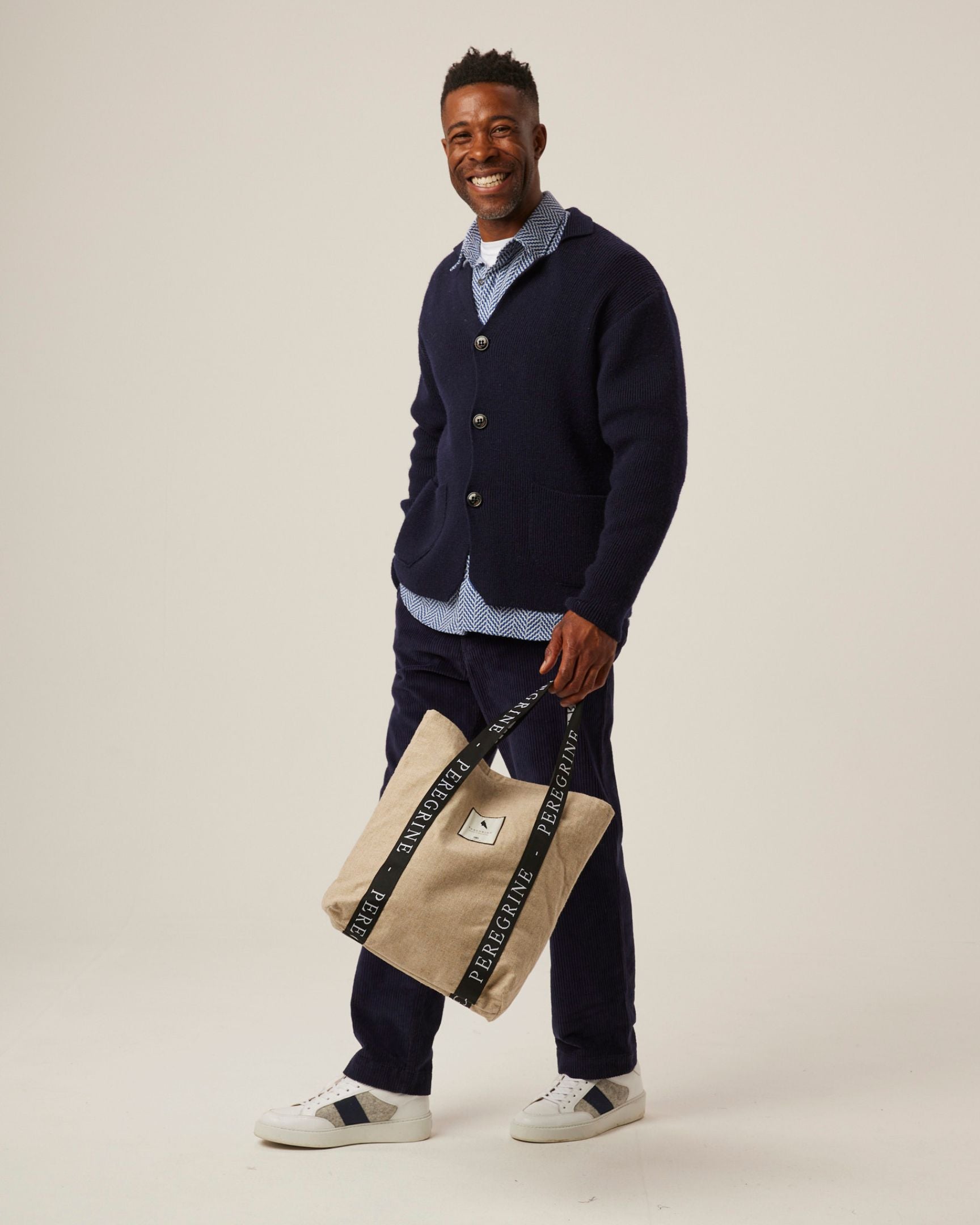 Image of model wearing Recycled Wool Tote Bag. One Size