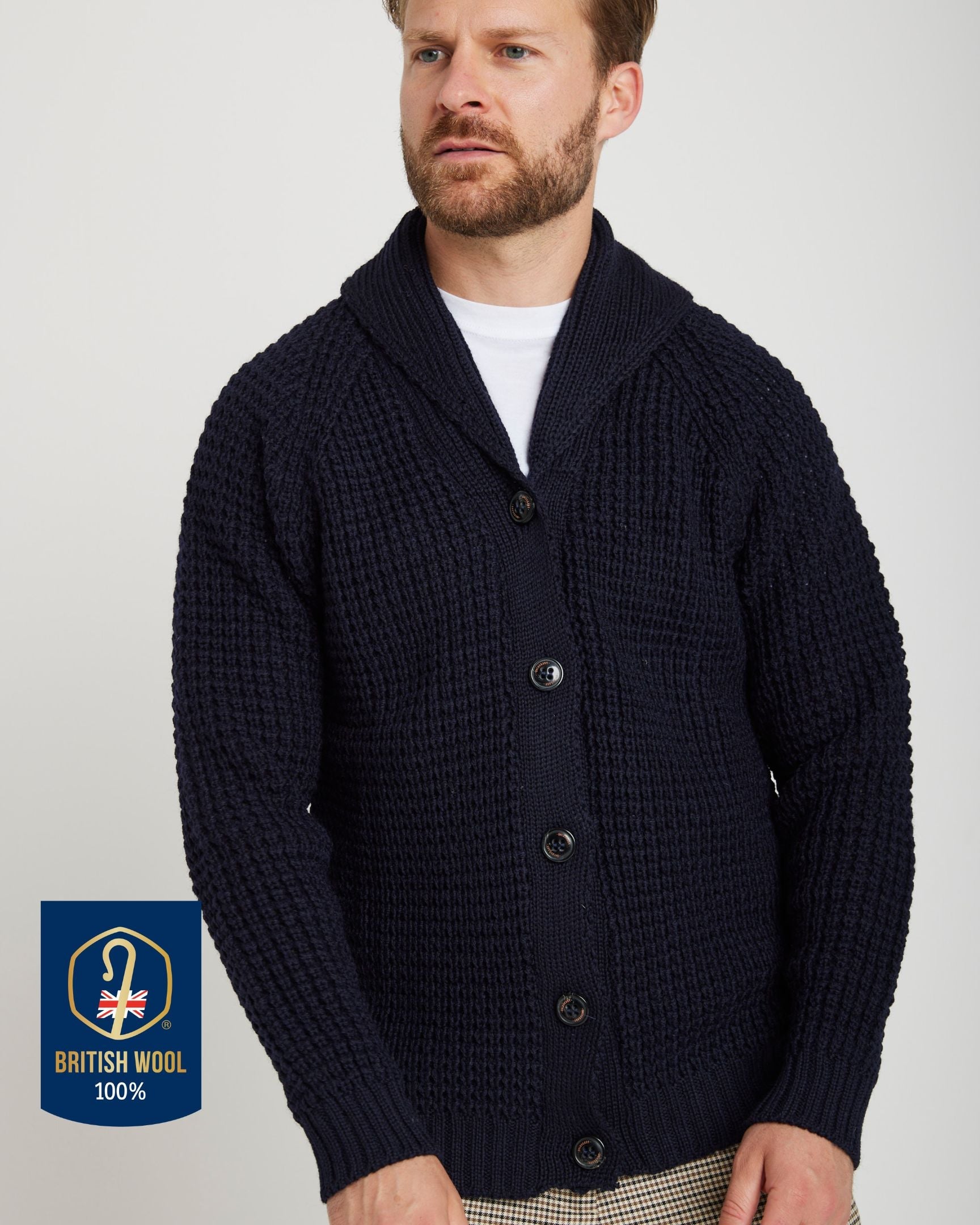 ワッフル イージーカーディガン -ハンドウォッシャブル-<A DAY IN THE LIFE> a day in the life - NAVYメランジ ワッフル イージーカーディガン