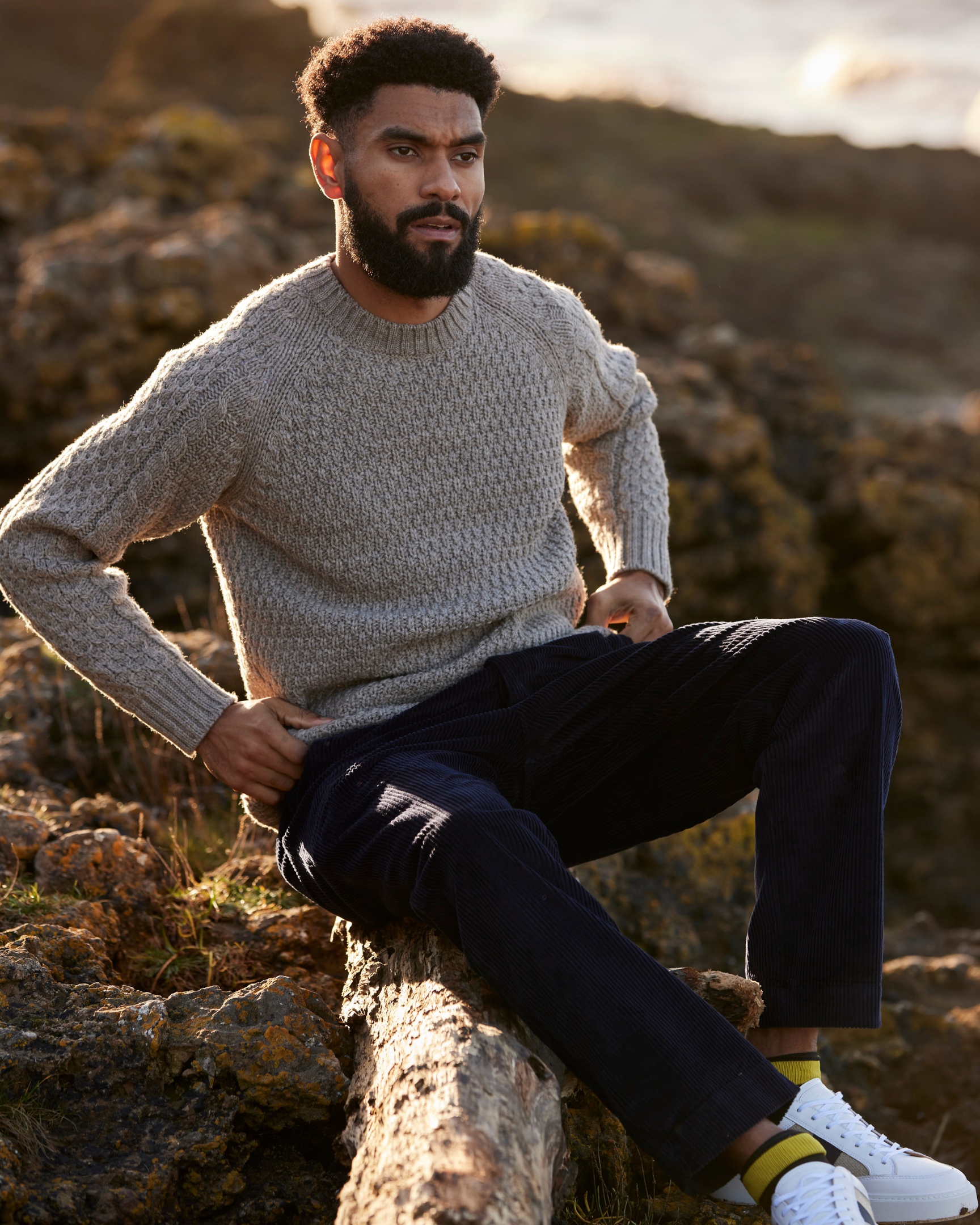 Image of model wearing Winston Crew Jumper. 